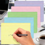 JINMIKEJI Colored Index Cards 5x7 Inch - 50 Pack Ruled Flash Cards for Students, Office & Home, Durable Study Note Cards with Lines