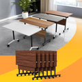 Conference Table Flip Top Mobile Conference Room Tables,Folding Conference Table with Wheels,Large Meeting Training Seminar Table Saving Space for Office Classroom(6D,55.1'')