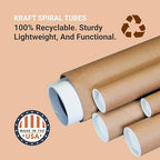 Aviditi BOX USA Mailing Tubes, 3" W x 12" H, 24-Pack - Round Corrugated Tubes for Mailing and Storage of Blueprints, Artwork, Crafts, Posters, Long Art Holder