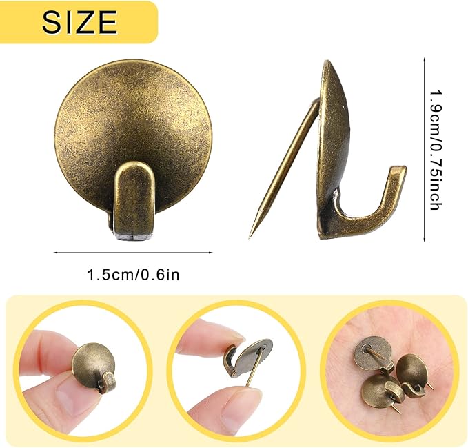 Zhengmy 30 Pcs Metal Cubicle Hooks Fabric Panel Wall Hooks Cubicle Clips Push Pins Picture Hangers for Bulletin Board 20 Lbs Kitchen Office Home Accessories Supplies(Bronze)