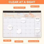 EaseForm 24 Month Desk Calendar 2026-2027, Runs from January 2026 to December 2027, Large 17"x12" Desktop/Wall Monthly Calendar, 2 Year Academic Calendar with Note & To Do for Home, School or office