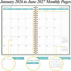 2026-2027 Planner - 18 Months Weekly & Monthly Planner from January 2026 - June 2027, Spiral Planners 2026-2027 with Elastic Closure, Inner Pocket, Medium 5.8" x 8.3", Green