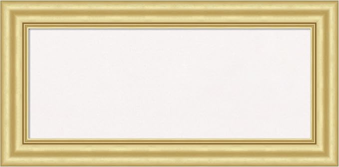 Amanti Art White Cork Board for Wall, 17x35 Vision Board with Gold Frame, Medium Corkboard Office Decor for Home Organization, Traditional Corkboard Pinboard to Display Items for Home Organization