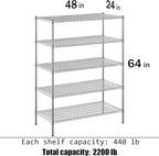 Regal Altair 24" Deep x 48" Wide x 64" Height Wire Shelving Kit | 5-Tier | NSF Commercial Storage Rack Unit