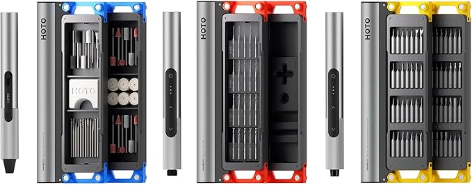 HOTO SNAPBLOQ 3-in-1 Mini Tool Kit for DIY & Craft Projects, Drill Pen, Rotary Tool & Precision Screwdriver with Magnetic Modular System, 114 Accessories for Jewelry Making, Model Craft & Creative Han