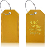 Portable Leather Travel Labels with Privacy Cover and Steel for Business Trips and Vacations Luggage Label for Travel