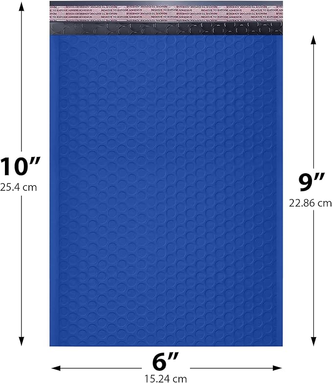 Royal Blue Small Poly Bubble Mailers 6x10 inch #0 | Self Seal Padded Envelopes | Cushioned Bubble Mailer | Usable Size 6x9 | WaterProof | Lightweight mailing Shipping Bags | 250 Pack Bulk