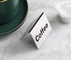 New Star Foodservice Stainless Steel Table Tent Sign (Silver (Coffee), 2 x 2-Inch (Set of 2))