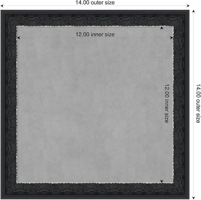 Amanti Art Black Framed Magnetic Board 14x14 X-Small Vision Board for use with Magnets, 100% Metal Sheet to Display Items as Office Decor or for Home Organization in mudroom, Kitchen or Kids Room