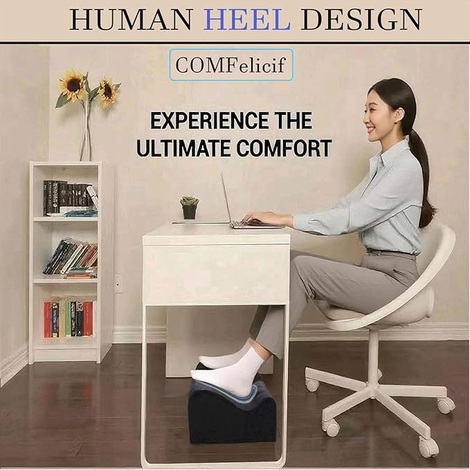 COMFelicify Foot Rest for Under Desk at Work, Ergonomic Under Desk Footrest with Washable Cover, Memory Foam Foot Stool for Office Chair & Gaming Chair, Back & Hip Pain Relief, Black