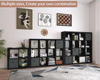 furtble Bookshelf with Storage Bin, 12-Cube Storage Organizer, Modern Wood Open Bookcase, Multifunctional Display Shelf for Living Room, Bedroom, Home Office, Black