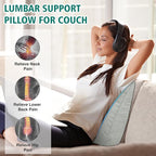TANYOO Back Support Pillow for Recliner Soft Dual Layer Lumbar Support Pillow with Shredded Memory Foam Ergonomic Orthopedic Couch Lumbar Cushions for Elderly Lower Back Pain Relief Light Grey