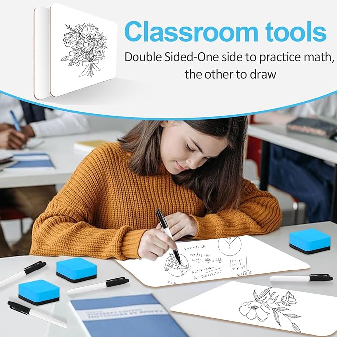 Dry Erase LapBoards, PANDRI 16 Pack Double Sided 12.5 x 9 Inch Whiteboards with 16 Erasers, Dry Erase Boards for Office Students Classroom Teacher Supplies