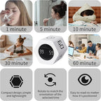 LUCKY TIME Productivity Timer Flip Gravity Sensor Pomodoro Cube Timer Countdown & Countup,1/5/10/30/60min Preset & Custom Timing, Mute/Vibrate/Sound for ADHD,Work,Study,Kitchen(1, White Hexagon)