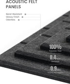 Bumusty Large Cork Board Alternative-47 x35 Felt Bulletin Board Tiles, with 30 Pushpins, 70 Adhesive Tabs, 12-Pack Slat Wall Paneling, Cork Boards for Office Push Pin Board Felt Board-Charcoal Gray