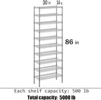 Regal Altair 14" Deep x 30" Wide x 86" Height Wire Shelving Kit | 10-Tier | NSF Commercial Storage Rack Unit