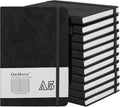 OnMove Notebooks Journal for Women Men 12 Pack Bulk Leather Hardcover with Pen Holder A5 160 Pages 100 GSM Thick Paper for Work School Lined Black