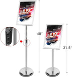 DISPLAYSWORKER Adjustable Poster Sign Stand,Floor-Standing Sign Holder with Heavy Duty Pedestal,Aluminum Snap-Open Frame for 8.5 x 11 Inch, Silver (8.5 x 11)