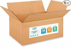 IDL Packaging Medium Moving & Shipping Boxes 18 x 12 x 8 inches (5-Pack) - Extra Strength 200 lb - Kraft Corrugated Cardboard