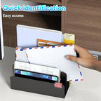 OUTIOE Mail Organizer Countertop, Small Desk File Organizer, Metal File Holder - Essential Workspace Organizers for Office Desk, Home Office (Black)