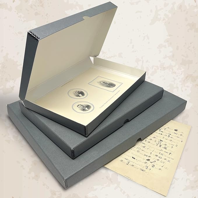 Golden State Art, Archival Folio Storage Box 9x12, Clamshell Design with Metal Edge, Preserve and Store Photos Documents Cards Prints Arts Crafts DIY, Gray, Pack of 2