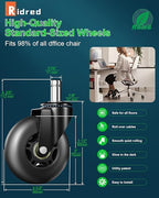 RidRed Office Chair Wheels Replacement Heavy Duty 3 Inch Roller Blade Wheels for Carpet Hardwood Floors,Support 650 LB, Noise Free, Fits 98% Chair, for All Floor, Set of 5 (Black)