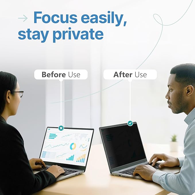 VINTEZ [2 Pack] 14 Inch 16:9 Privacy Screen for Computer Monitor and Laptop - Anti Glare Protector Film Blue Light Filter Eye Protection - Computer Screen Privacy Shield