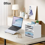 SHARKWOODS 5-Tier Wood Desk Organizer, Paper Tray Organizer for Desk with Adjustable Storage Shelves, Desktop File Organization Paper Sorter Mail Holder for Office Home Classroom, White