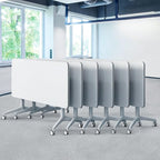 Goakwwuz Conference Room Table, Folding Conference Tables,Thicken Grey Tabletop,Flip Top Wooden Seminar Meeting Room Table for Conference Room Offices (6, White, 70.8”)