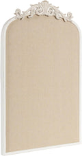 Kate and Laurel Arendahl Decorative Arch Pinboard; 19 x 31; White; Framed Arched Ornate Vintage Cork Board for Use as Motivational Vision Board or Wall Organizer