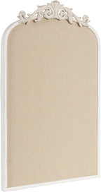 Kate and Laurel Arendahl Decorative Arch Pinboard; 19 x 31; White; Framed Arched Ornate Vintage Cork Board for Use as Motivational Vision Board or Wall Organizer