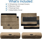 SPRING SEAON Wheelchair Armrest Covers 2 Pack Soft Memory Foam Wheelchair armrest Pads Wicking Washable for Office Transport Chair (Brown)