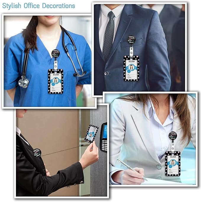 Funny Nurse Lanyards for ID Badges Name Tags ID Card Holder, ID Badge Holder with Breakaway Lanyard, Cute Badge Reel Badge Clip Retractable, Coffee Scrubs and Rubber Gloves (Black)