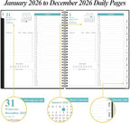 2026 Daily & Monthly Planner - One Page Per Day, Daily Planner from January 2026 - December 2026, Planner 2026 with 12 Monthly Tabs, 8.5" x 11", Black