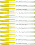 SyPen Personalized Stick Pens With your Custom Logo or Text-500 Pack Bulk-for Businesses, Parties, and Events, Custom Printed Slim Ballpoint Pens with Cap, Yellow, Black Ink