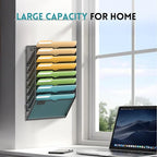 SUPEASY Wall File Organizer Mesh Office Mail Holder, Hanging Wall Organizer Magazine Rack for Office Black, 8 Tier