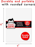 Board Geeks 25 Pack Small White Boards for Students - Double Sided Dry Erase Boards 9 x 12 in - Mini Whiteboard Set for Classroom or Home Use - Portable White Board Bulk for Kids and Teachers