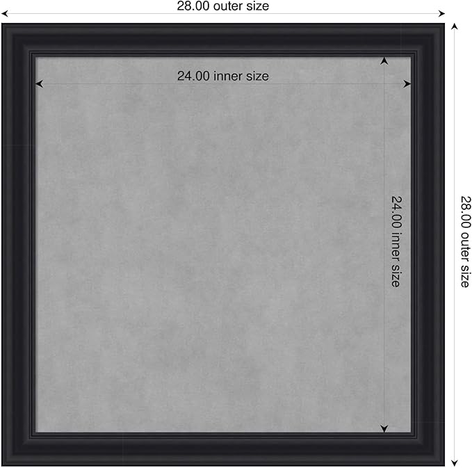 Amanti Art Black Framed Magnetic Board 28x28 Medium Vision Board for use with Magnets, 100% Metal Sheet to Display Items as Office Decor or for Home Organization in mudroom, Kitchen or Kids Room