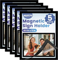 NUITPY 5 Pack Magnetic Sign Holder, 8.5in x 11in Self Adhesive Wall Mount Magnetic Document Holder, Magnetism Border Sign Holder with Transparent PVC Front Cover