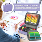 Number-one Large Capacity Pencil Case, 72 Slots Colored Pencil Pouch Bag Portable Pencil Holder Stationery Organizer with Compartments for Office and Travel, Purple