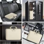 Fireproof File Organizer with Lock, Hard-Shell Case Fireproof Document Box with 13 Colorful Pockets Accordion File Folder, Important Document Organizer for Letter A4 Files Laptop Passports (Beige)