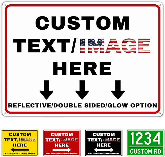 Custom Directional Arrow Sign, Glow in the Dark/Reflective Option, Personalized Metal Address Plaque, Customize for Business Logo, Office, Home, Yard, Outdoor 12''x8''