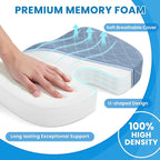TushGuard Office/Car Seat Cushion, Non-Slip Sciatica & Back Coccyx Tailbone Pain Relief Chair Pad, Memory Foam Butt Pillow for Computer Desk, Wheelchair, Driving (Light Blue, X-Large)