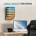 SUPEASY Wall File Organizer Mesh Office Mail Holder, Hanging Wall Organizer Magazine Rack for Office Black, 6 Tier