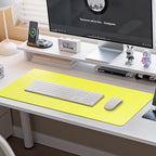 Boutilon Leather Desk Pad Protector,Non-Slip Mouse Pad,Laptop Desk Pad,Office Mouse Mat,Waterproof Leather Desk Blotter,Desk Writing Pad for Office and Home (M-Lemon,30"x14")