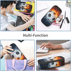 HKHEHOP Soccer Ball Cool Sport Pencil Case Big Capacity Storage Pencil Pouch Stationery Bags With Zipper Portable Pen Holder Box Organizer For Boys Girls Teens Student College School Office Supplies