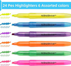 Dacono Highlighters, Chisel Tip, Highlighters Assorted Colors, Bible Highlighter No-Bleed, Quick-Drying Ink Highlighter for School, Teacher Students, Office, Classroom Must Have, 24 Pack