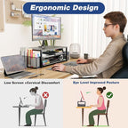 OPNICE Desk Organizers and Accessories, 2-Tier Computer Monitor Stand with Drawer and 2 Pen Holders, Laptop Stand, Office Desk Accessories for Office Supplies, Rose Gold