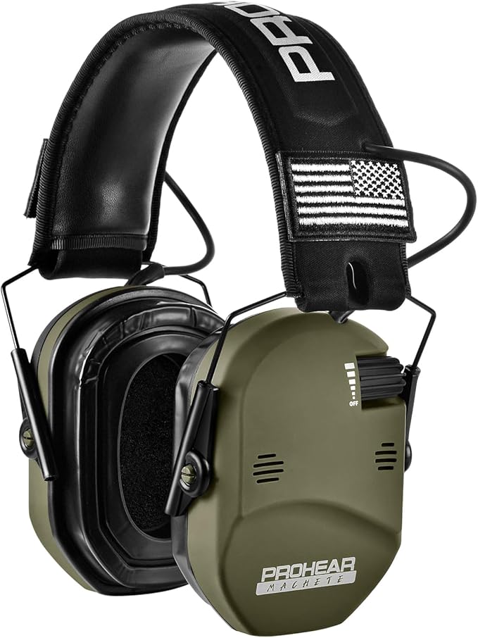 PROHEAR 022 Upgraded Electronic Shooting Earmuffs with Gel Cooling Ear Cushions - 29dB SNR Noise Reduction for Hunting & Gun Range, 5X Sound Amplification, 4 Omnidirectional Mics, HD Speakers,Green