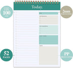 GOLDPEI To Do List Notepad - Daily Planner Notepad Undated 52 Sheets Tear Off, 6.5" x 9.8" Checklist Productivity Organizer with Hourly Schedule for Tasks